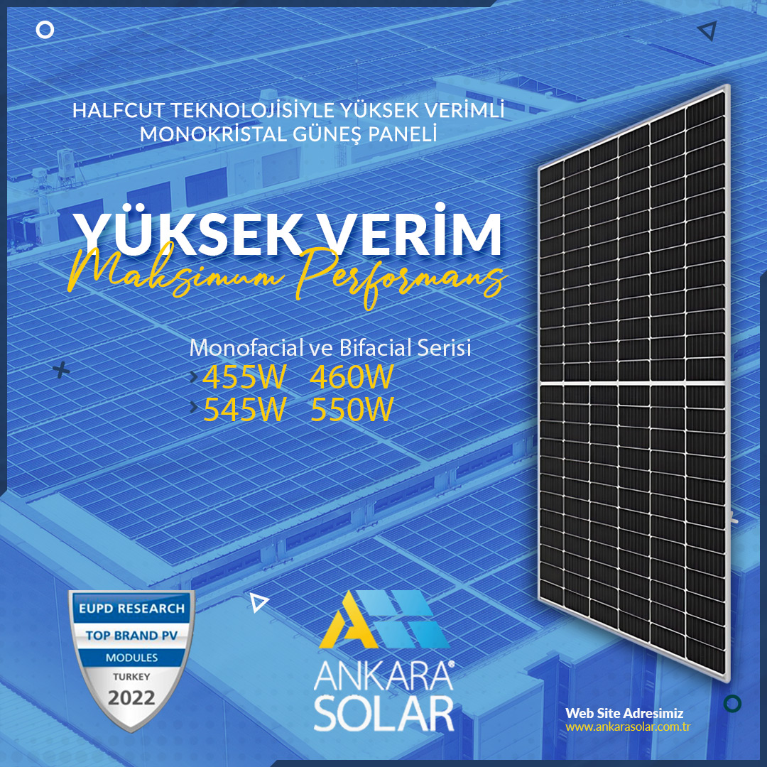 Yüksek Verimli Halfcut Teknolojisine sahip Monofacial ve Bifacial ürünlerimiz ile bütün güneş enerjisi projelerine uygun çözümler AnkaraSolar'da ... 460W ve 550W Monofacial ve Bifacial Güneş Panelleriyle Maksimum güçe ulaşın... #güneşenerjisi #güneşpaneli #solarpanel #solarenergy