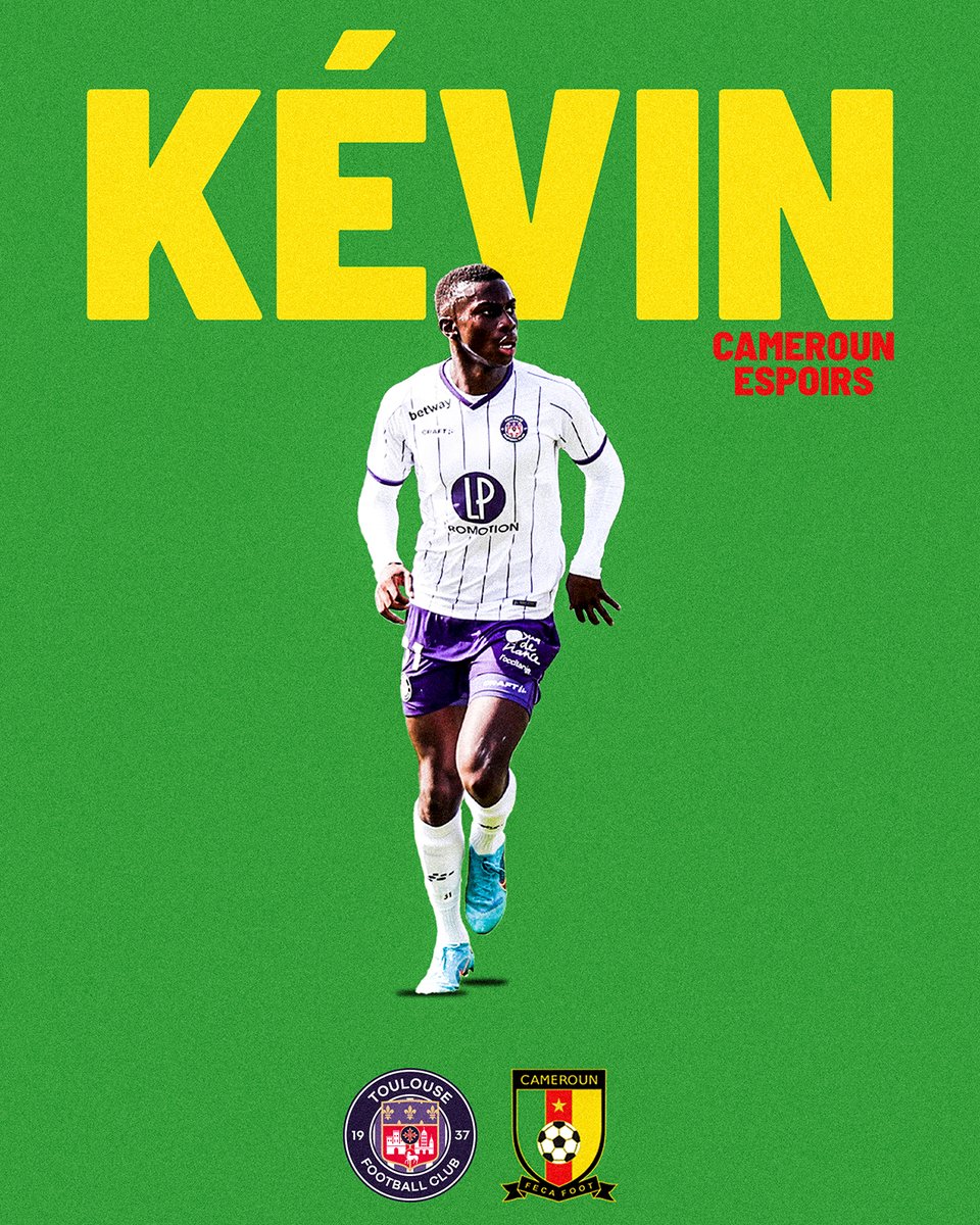 ToulouseFC's tweet photo. @LaRoja @ZAboukhlal @EnMaroc @OnsOranje Notre pitchoun Kévin #Keben s'est envolé pour rejoindre la sélection espoirs des Lions Indomptables du Cameroun pour une double confrontation contre le Gabon comptant pour le dernier tour éliminatoire de la CAN U23. https://t.co/Eel9KGRFfg