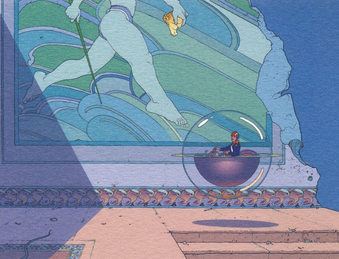 xe0_xeo's tweet photo. Illustrations by Jean "Mœbius" Giraud for a series titled "Voyage d'Hermès" https://t.co/3if7WtH4uJ