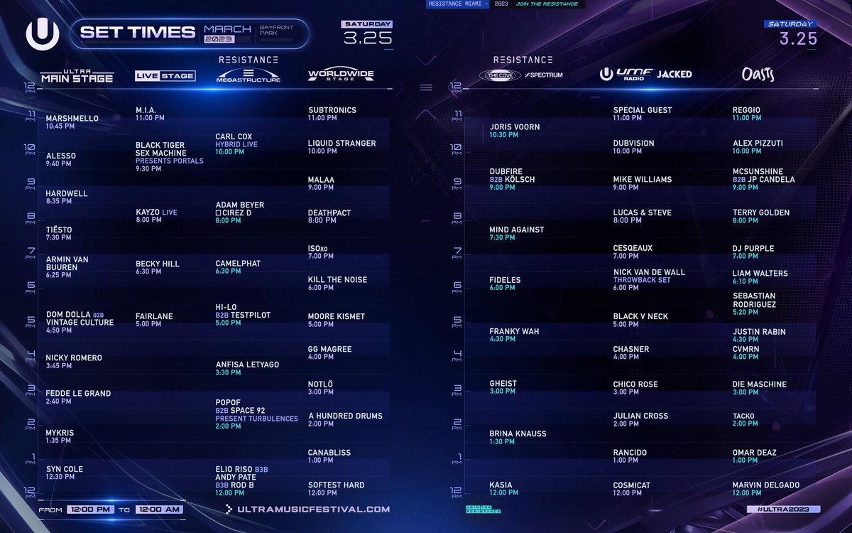 Ultra Music Festival schedule