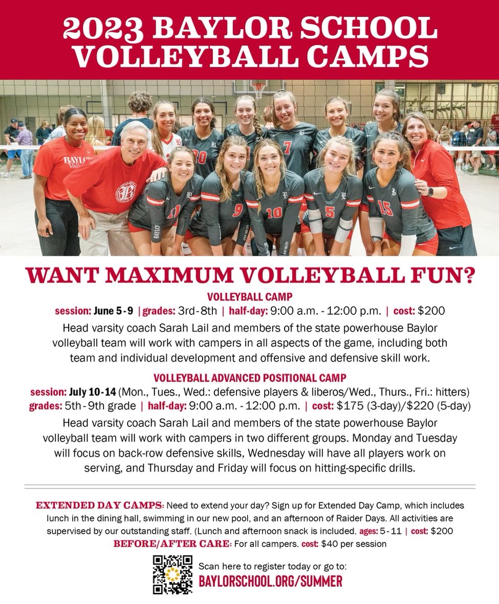 Baylor School Sports on Twitter "Baylor Volleyball Camp sign up! baylorvb baylorschool"