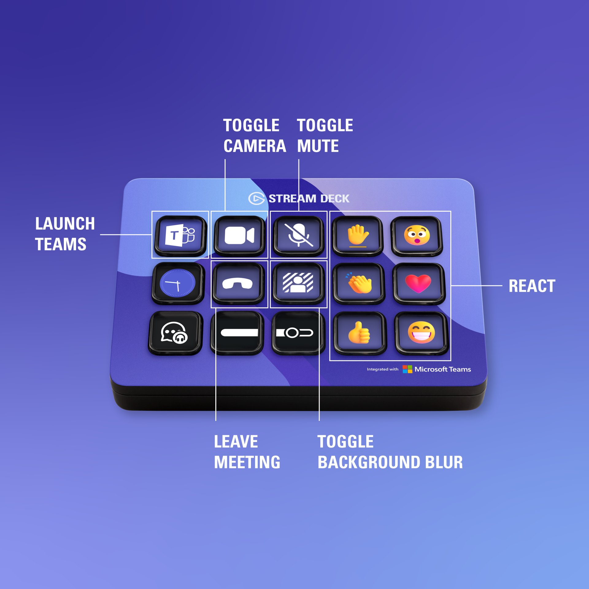 Stream Deck điều khiển Microsoft Teams: Tận dụng hết tính năng của Microsoft Teams thông qua Stream Deck. Điều khiển nhanh các chức năng, tắt/bật mic, đăng nhập nhanh và tương tác với đồng nghiệp với sự tiện lợi. Hãy xem hình ảnh liên quan để tự đánh giá khả năng của sản phẩm. 