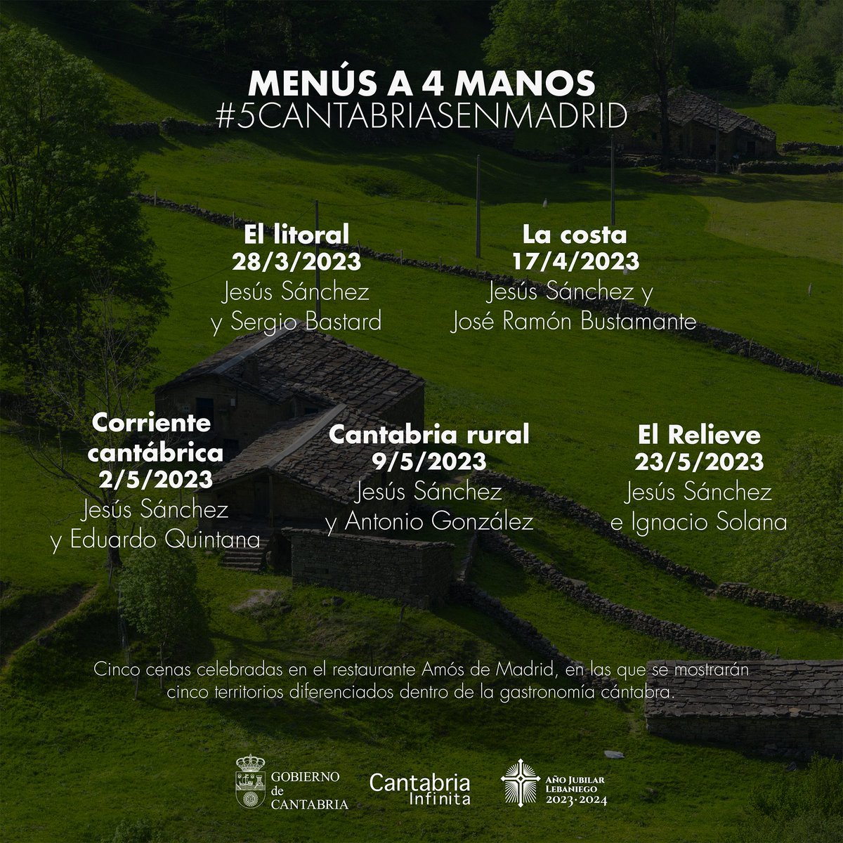 Seis chefs, cinco cenas en el restaurante Amós en Madrid (hotel Rosewood Villamagna) y lo mejor de la gastronomía de #Cantabria .

¡No te lo puedes perder! Reserva aquí 👉🏻 bit.ly/reservas-cuatr…

#michelinguide #estrellamichelin #restaurante #restaurantemichelin