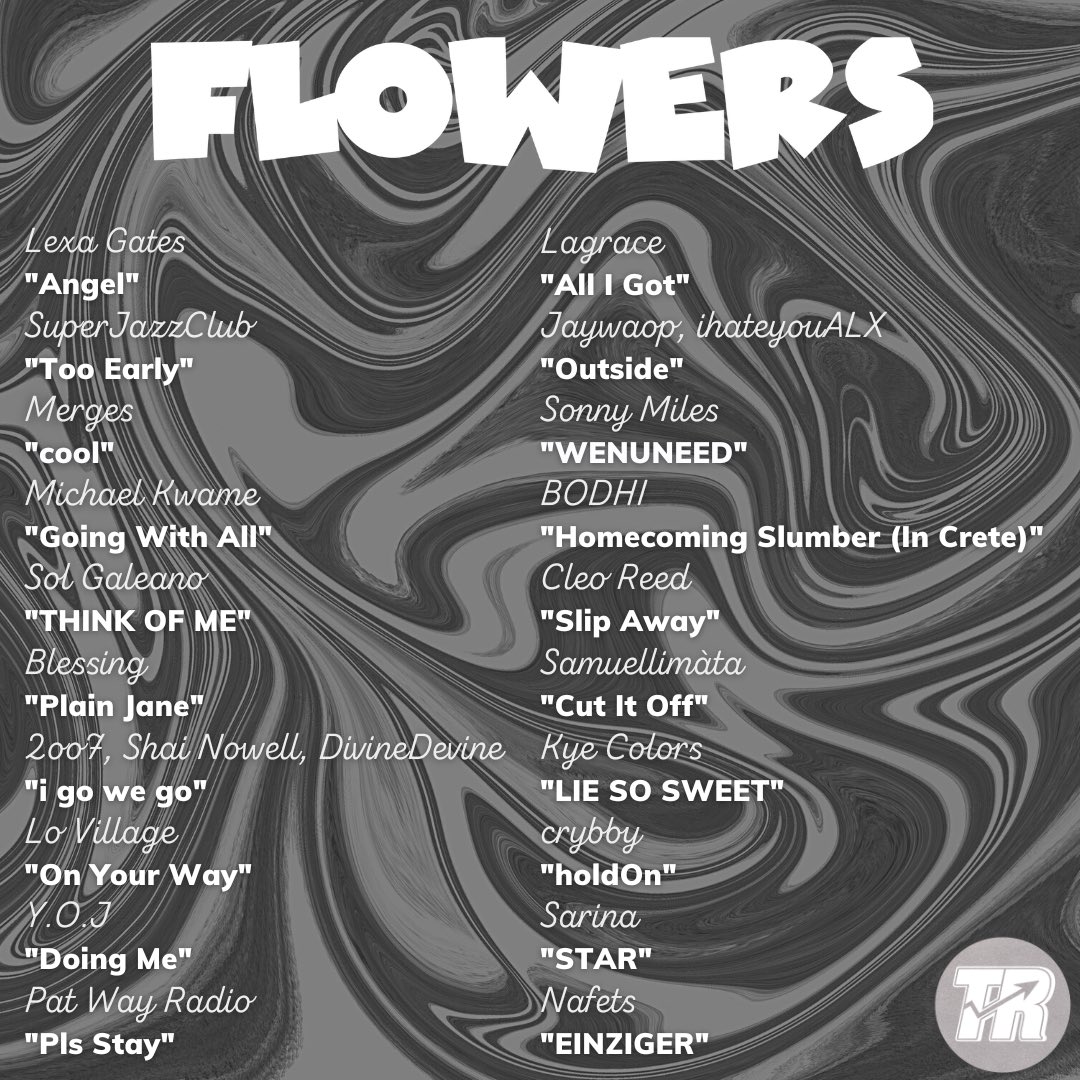 “Flowers” Playlist Update 💐

@_blessingize 
<a href="/SuperJazzClub/">SuperJazzClub</a> 
@SUPER_INTRA 
@its2oo7 
<a href="/cleoforshort/">cleo reed 💭📍</a> 
<a href="/JaywopJv/">Jaywop</a> @ihateyoualx 
<a href="/sarinadesir/">𝑺𝑨𝑹𝑰𝑵𝑨❦☆</a> 
<a href="/lovillage_/">Lo Village</a> 
<a href="/SamuelLimata/">Samuel Limata</a> 

Stream: open.spotify.com/playlist/0sl8E…