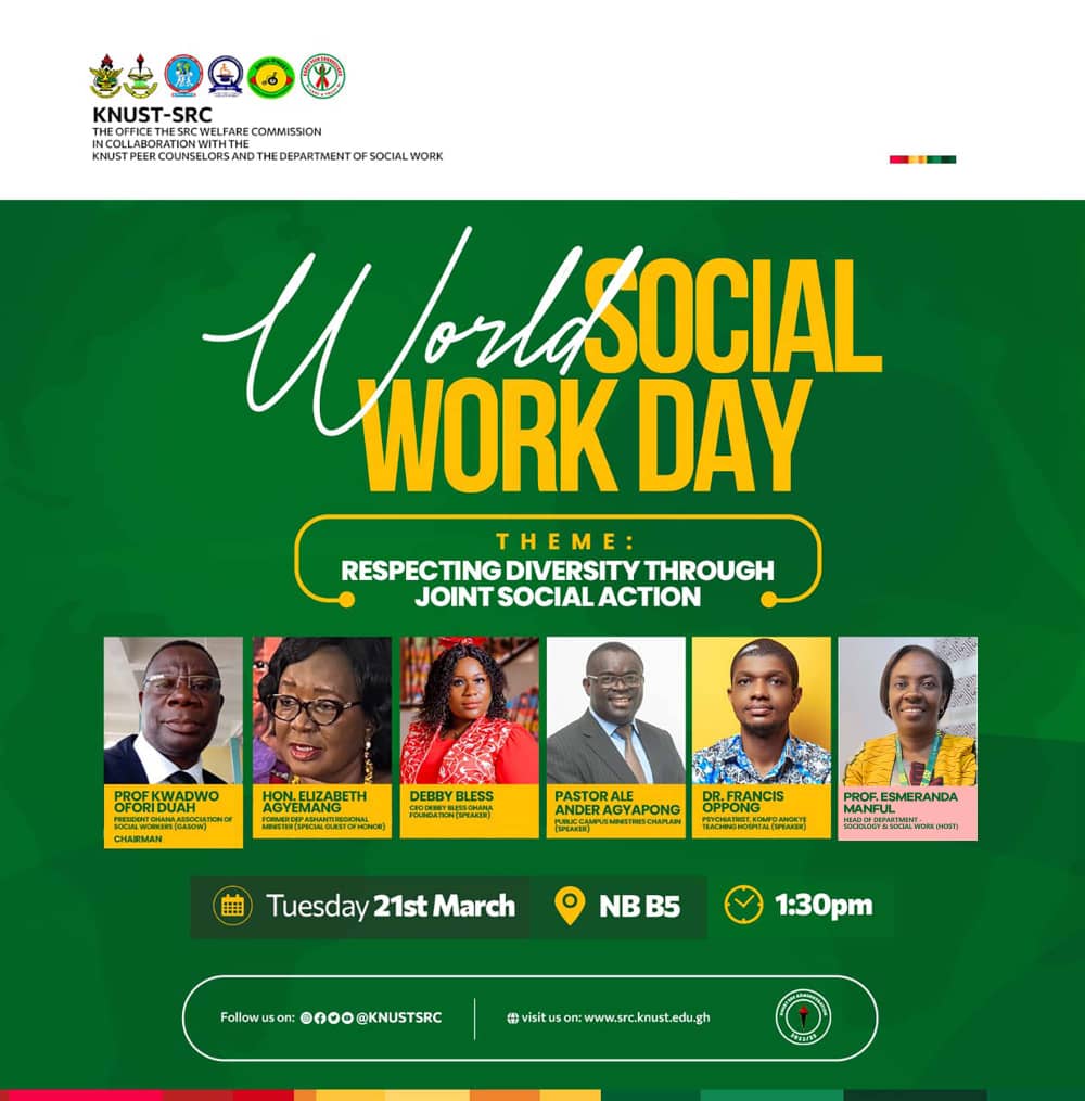 It's our day🥹🎊🎊🎊🎊🎊🥳🥳🥳💥💥💥 be there‼️‼️‼️‼️
#UnityThroughDiversity
#JointSocialAction
#InternationalSocialWorkDay@KNUST
#ASSOWK@KNUST