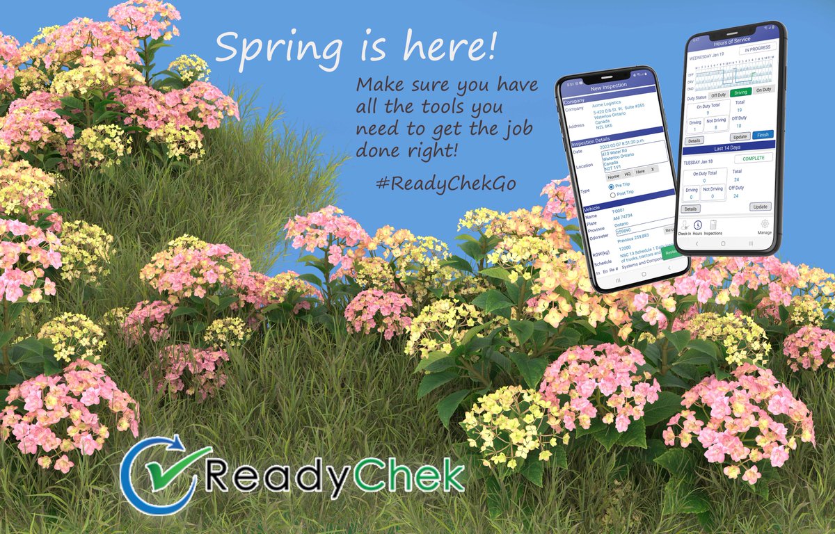 Are you ready for spring?  Let #ReadyChek make keeping track of your #dailyinspections a breeze, so you can concentrate on making your customers happy!

<a href="/OPP_HSD/">OPP Highway Safety Division</a>  #rods #mto #roadsafety #compliance #cvor <a href="/safety_dawg/">Safety Dawg Inc.</a>  <a href="/green_for_life/">Landscape Ontario Horticultural Trades Association</a>  #pretrip <a href="/trishieldca/">Tri-Shield Consulting Inc.</a>   #readychekgo