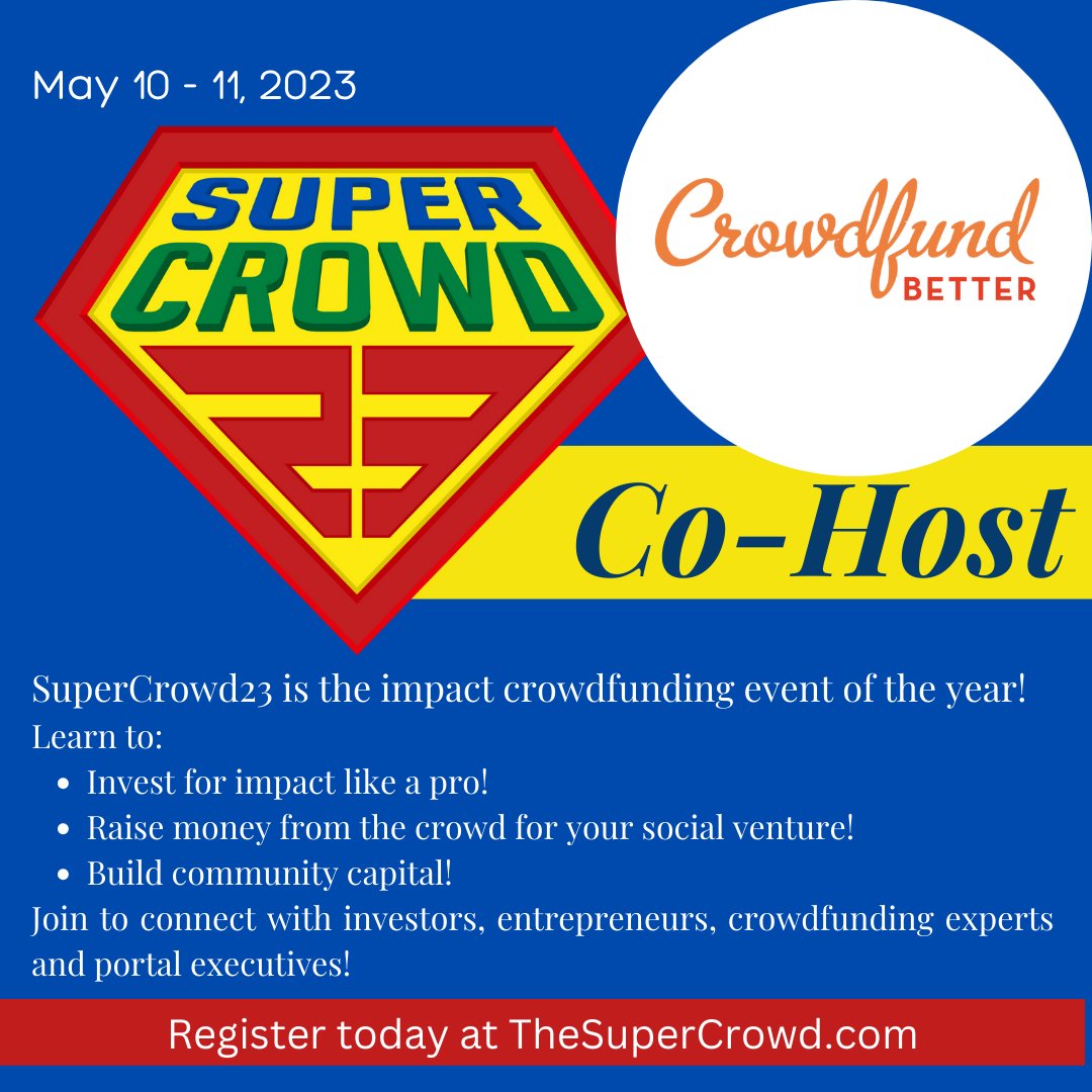 Crowdfund BetterĀ® (@crowdfundbetter) on Twitter photo We're excited to co-host the #ImpactCrowdfunding event #SuperCrowd23. Dozens of experts including our Founder & CEO <a href="/kathleenminogue/">Kathleen Minogue</a> will address topics from "How to Prepare for a Successful Raise" to "Invest Like a Pro."
Get 50% off here: thesupercrowd.com/crowdfund-bett⦠We're excited to co-host the #ImpactCrowdfunding event #SuperCrowd23. Dozens of experts including our Founder & CEO <a href="/kathleenminogue/">Kathleen Minogue</a> will address topics from "How to Prepare for a Successful Raise" to "Invest Like a Pro."
Get 50% off here: thesupercrowd.com/crowdfund-bettā¦