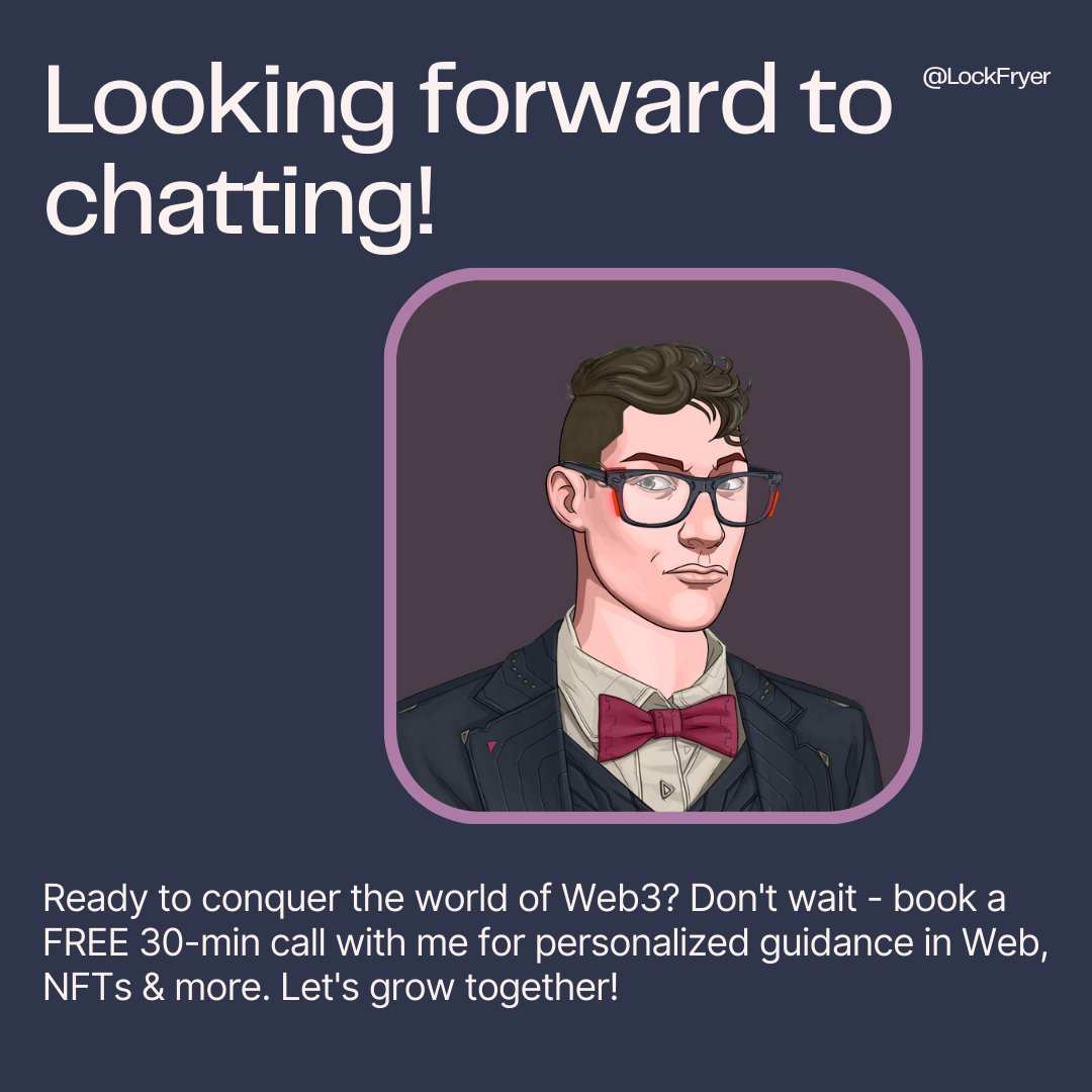 LockFryer's tweet image. 9/🤝Feeling overwhelmed by #Web3? I&apos;ve been there! Don&apos;t wait – head to linktr.ee/eli.snyder to book a FREE call and learn about how I can help you achieve your goals. Let&apos;s grow together! 🌐💪
 
#Web3Consulting #Crypto #DigitalMarketing