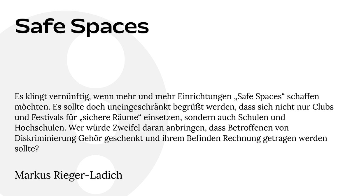 In der zweiten Kolumne #Bildungetc fragt Markus #RiegerLadich nach der Entstehung, den Debatten um und Grenzen von #safespaces an #Schulen und #Hochschulen: rauchzeichen-online.de/markus-rieger-….