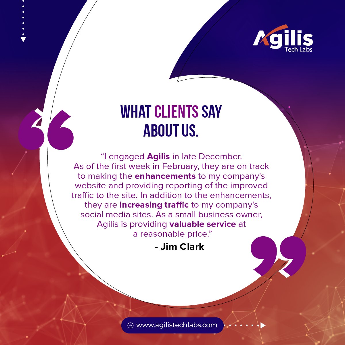 AgilisTechLab's tweet image. To read more testimonials, visit our website now: ow.ly/jGFj50LrUu9

#AgilisTechLabs #Digitalmarketingservices #cleintsreview #SEOservices #SMOservices #Facebookmarketing #Webdevelopment #EmailMarketing #BrandManagement #ecommerce #shopify  #Houston #texas #NewYorkCity