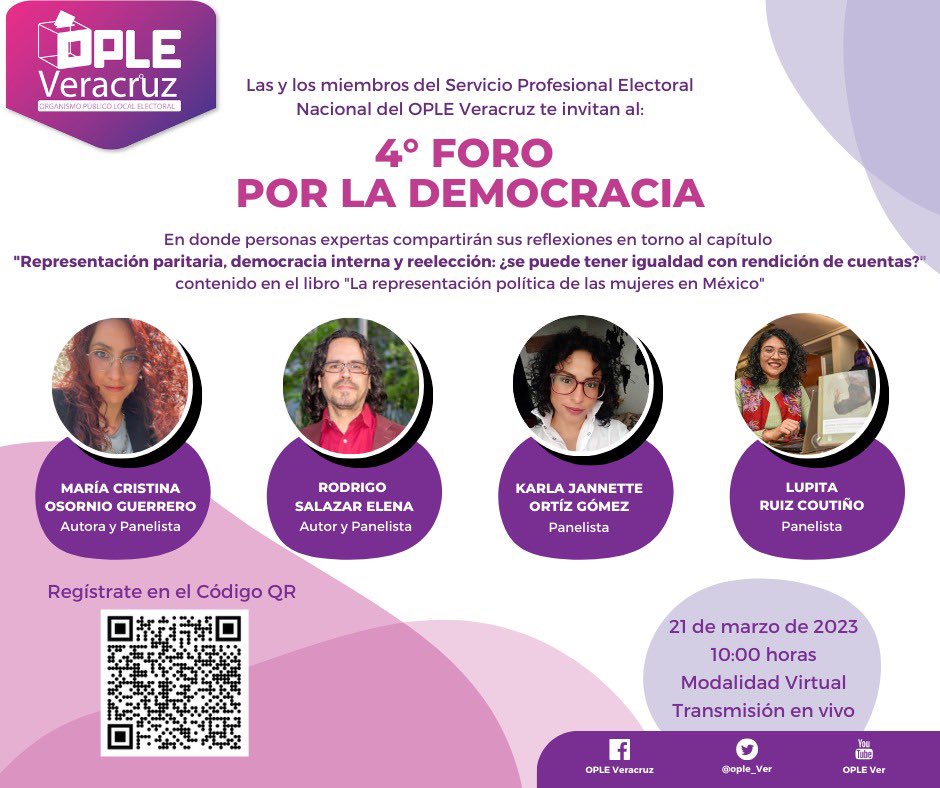 Lourdes_FdezMtz's tweet photo. 📢 Mañana será el 4o. #ForoPorLaDemocracia “Representación paritaria, democracia interna y reelección: ¿Se puede tener igualdad con rendición de cuentas?”, organizado por las y los #MSPEN del @ople_Ver.
⏰10:00 hrs
💻En vivo por FB y YouTube
¡Les invito a seguirlo! 🤩 https://t.co/LReQ3pYNx5