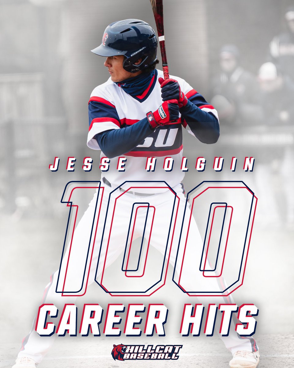 RSUHillcats's tweet photo. Over the weekend, Jesse Holguin reached 100 career hits. He is the fastest to reach this milestone in the DII Era and the second fastest in school history. 

#NoLimits https://t.co/ykTxoWmJIU