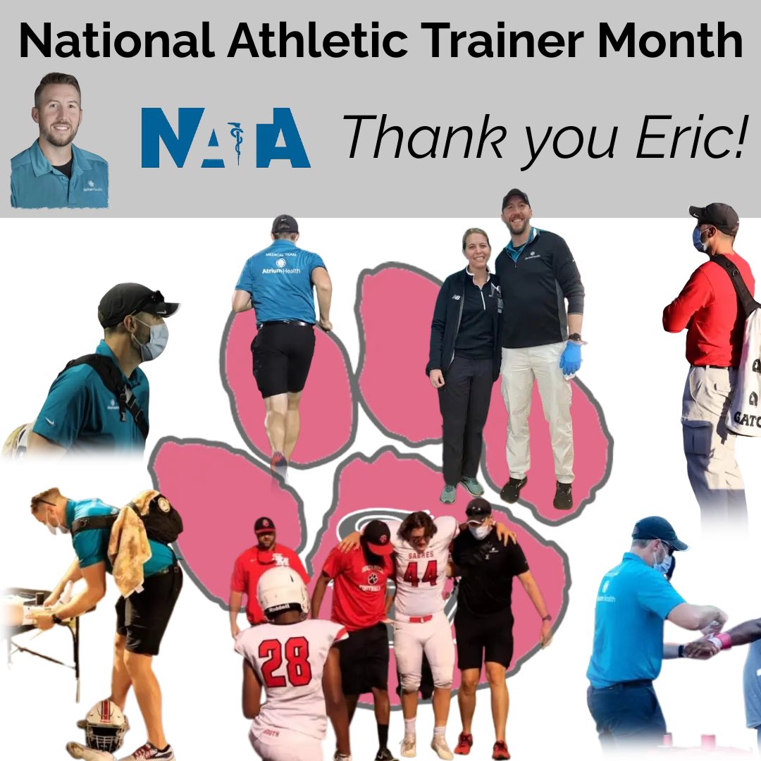 sabreathletics's tweet photo. National Athletic Trainer Month ⚕️

South Meck would like to thank OUR Athletic Trainer, Eric Rogers! @rogerses2 

You work tirelessly for South Meck Athletics and it is very much appreciated! Thank you for servicing our Sabre athletes! 🐾 

⚽️🏀🏈⚾️🥎🎾🏐⛳️🥅🥍🤼‍♀️🤼🏊‍♀️🏊🐾 https://t.co/fTAZwyAUwf