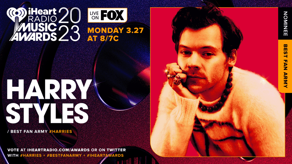 iHeartRadio's tweet photo. VOTING ENDS TODAY! RT TO VOTE! 

❤️ @Harry_Styles ❤️

Vote using these hashtags: #Harries #BestFanArmy #iHeartAwards
And vote on: https://t.co/aPueslpaIw https://t.co/Gw5SqNpPyg