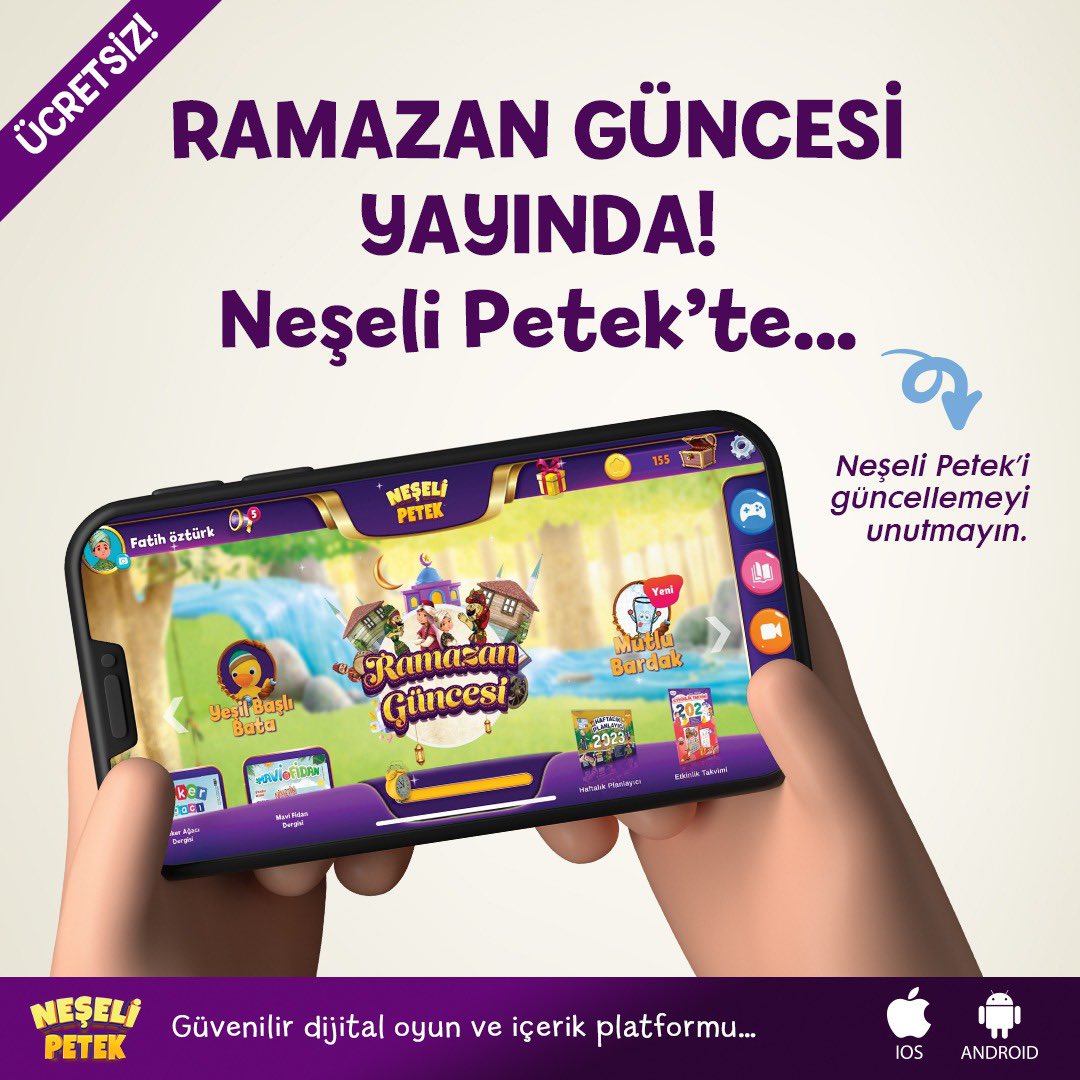 Çocuklar ve ailelerin ellerinden düşüremeyeceği Ramazan Güncesi, yenilenen arayüzü, dopdolu içeriği ve sürpriz ödülleriyle ücretsiz olarak Neşeli Petek'te...

🔗 qrs.ly/ote6cge