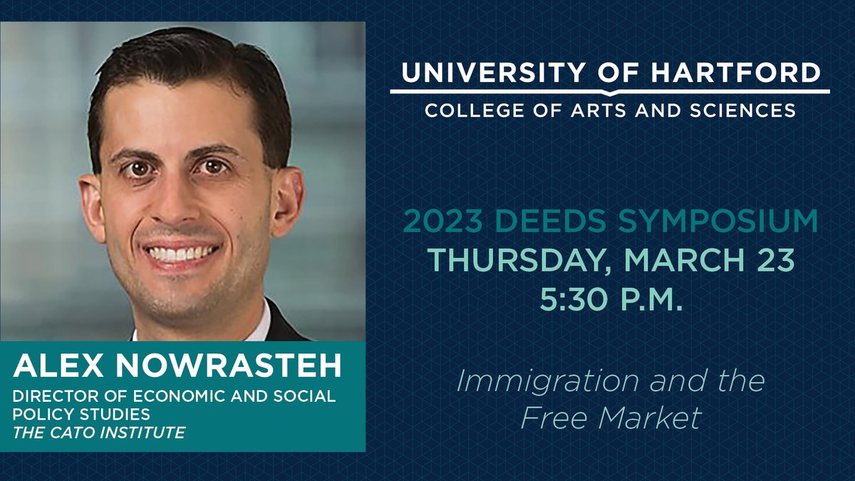 There's still time to join us this Thursday for the 2023 Deeds Symposium when The Cato Institute’s Alex Nowrasteh presents Immigration and the Free Market bit.ly/410iJ2d