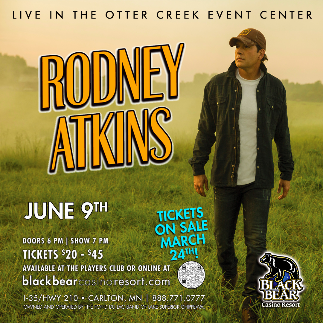 🎤🎶 Live in the Otter Creek Event Center on JUNE 9th 👉🏼 RODNEY ATKINS ‼️ Tickets go on sale on Friday, March 24th at 10 am. Get yours at the Players Club in person or online at blackbearcasinoresort.com/ottercreek.html! #RodneyAtkins #countrymusic