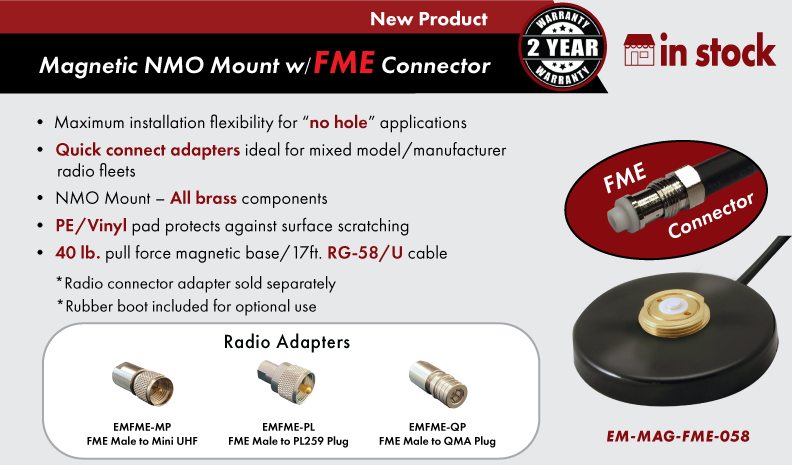 EM_Wave_inc's tweet photo. Need An NMO “No Hole” Antenna Mount That Supports Multiple Radio Model/Manufacturer Connector Terminations? E/M Wave Can Help! Datasheet: https://t.co/DvOKHhjDCv Contact Us: https://t.co/HzAa3rLSV5 #twowayradio #LMR #antenna #fleetvehicles https://t.co/o7x8uqb6PJ