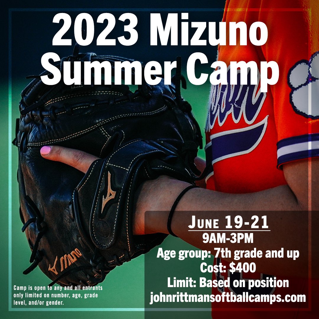 🚨Summer Camps are now open! Reserve your spot by going to johnrittmansoftballcamps.com! See you there! <a href="/clemsonsoftball/">Clemson Softball 🥎</a>