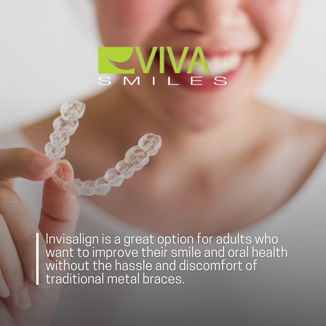 In some cases, #Invisalign treatment can be completed in a shorter time than #traditionalbraces. This can be especially appealing to adults who want to improve their smile without undergoing a lengthy treatment process.
.
.
 #GardenGrove #Ortho #VivaSmiles #LiveLoveSmileOften