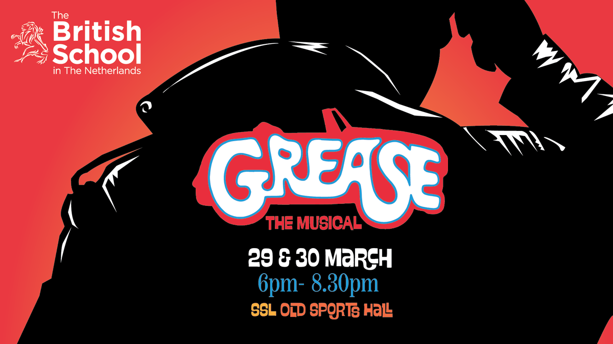 BSNetherlands's tweet photo. Calling all theatre lovers! 🎭 You’re invited to @BSN_SSL’s production of Grease – the Musical on 29 & 30 March!
Get ready to rock & roll 🎸 in this ‘electrifying’ ⚡ performance by the talented SSL cast & band.
Tickets available now on Compass 🧭
#BSNPerformingArts #Grease https://t.co/RUK47z0ccj