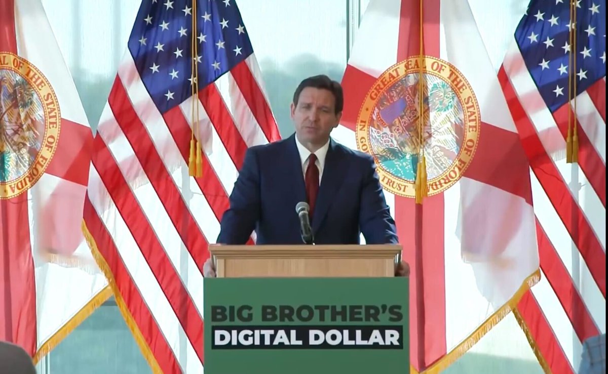 JUST IN: 🇺🇸 Florida Governor hosts press conference pushing for central bank digital currency ban - “No CBDC in Florida” 👏