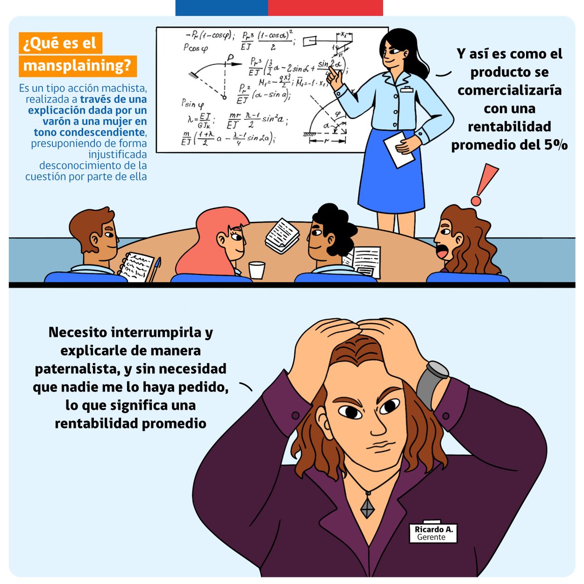 ¿A ti también te ha pasado alguna vez🤔?  

Sí, esa interrupción de algunos varones para "explicarnos" algo que ya sabemos se define como "mansplaining", y en los ambientes laborales debemos erradicarla entre todas y todos🤩