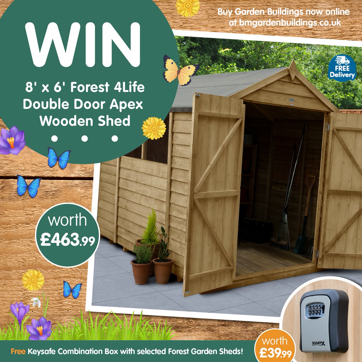 🏡 #COMPETITION TIME 🏡

Get your garden nice and tidy for spring with a chance to #WIN this amazing 8 'x 6' Double Door shed, big enough to fill with LOADS of garden items!

For a chance to WIN;

1) FOLLOW US
2) RT this post
3) COMMENT #BMShedComp

Competition ends 9am 27/3/23