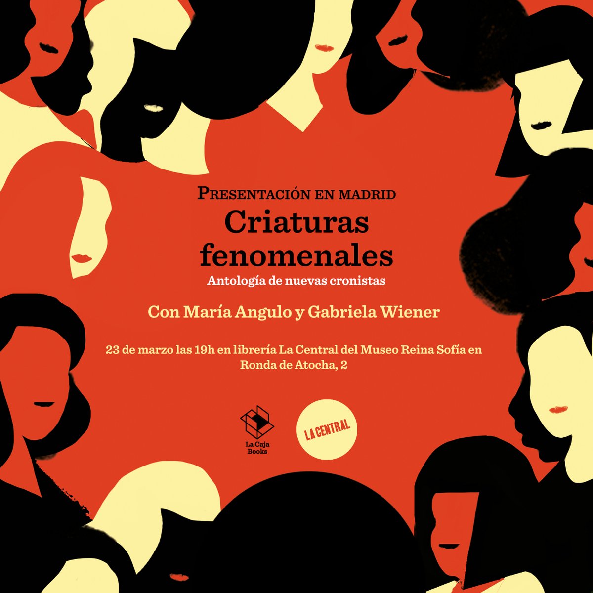 Después de ser uno de los libros más vendidos de la semana en Aragón, ahora vamos a Madrid. ¡Esta semana! «Criaturas fenomenales»  
🗓️ 23 de marzo 
🕖19 h 
📚 <a href="/LaCentralenMad/">La Central en Madrid</a>
🗣️ María Angulo con Gabriela Wiener, autora del prólogo del libro
<a href="/AnguloEgea/">María Angulo Egea</a> <a href="/gabrielawiener/">Gabriela Wiener 🇵🇸</a>