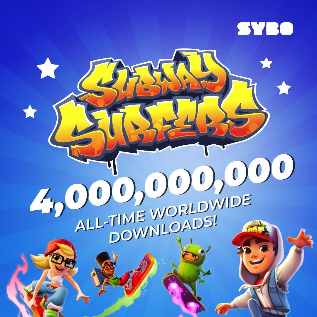 SYBO on X: We are so excited to announce that @subwaysurfers has surpassed  4 billion lifetime downloads! Special thanks to our talented and  hardworking team at #SYBO who've kept the game running