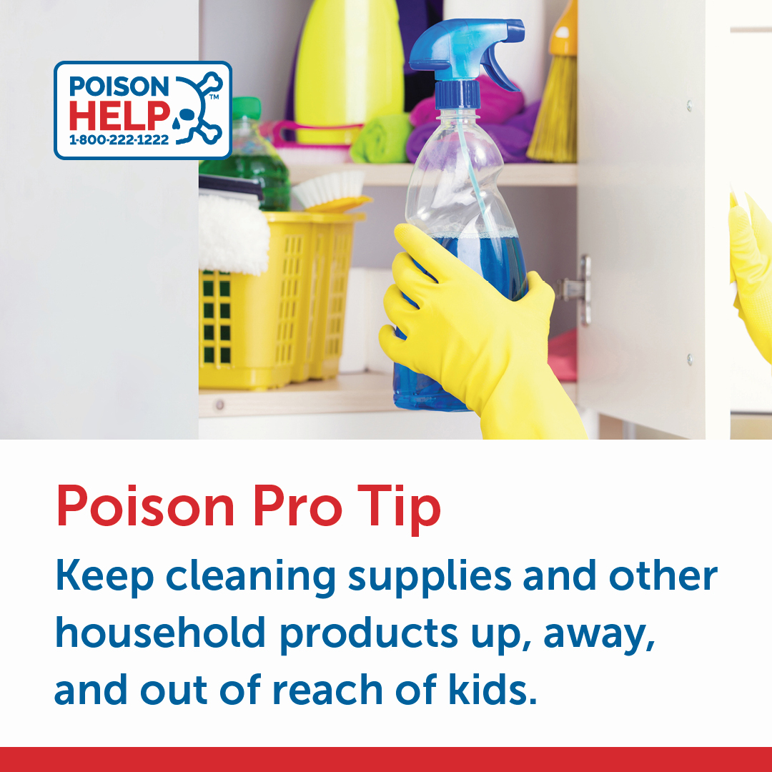 #PreventPoison from cleaning products!
👆Keep ALL potentially poisonous products #UpAndAway from children's reach. #NPPW23

Questions? Call #PPC at 1-800-222-1222 #MrYuk