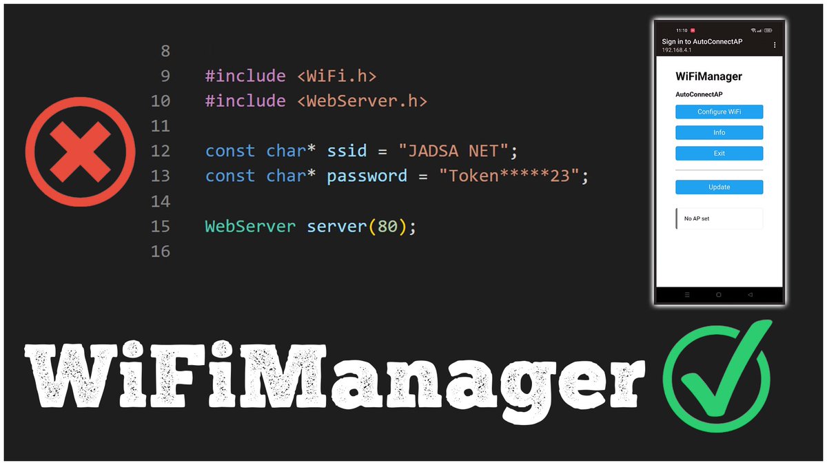 JhimmyDev's tweet photo. Uso de WiFiManager con Esp32 o Esp8266
Enlace al video: https://t.co/YUdesvcZMv
#jadsa #esp32 #esp8266 #pcbway #wifi #wifimanager https://t.co/GCWN88BEUH