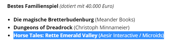 AesirInteractiv's tweet photo. We are incredibly excited to see that HORSE TALES: EMERALD VALLEY RANCH was nominated for the   "Best Family Game" award category of the German Video Game Award @DerDCP  😱💖

🤞Cross your fingers for the final results on May 11th 😍 https://t.co/ULrMiYQ8PF