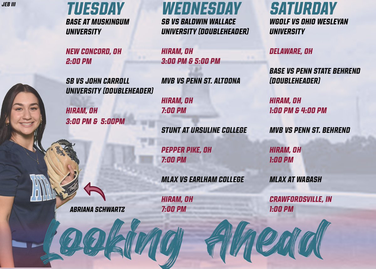 Hiram College Athletics on Twitter "Looking ahead into this week for