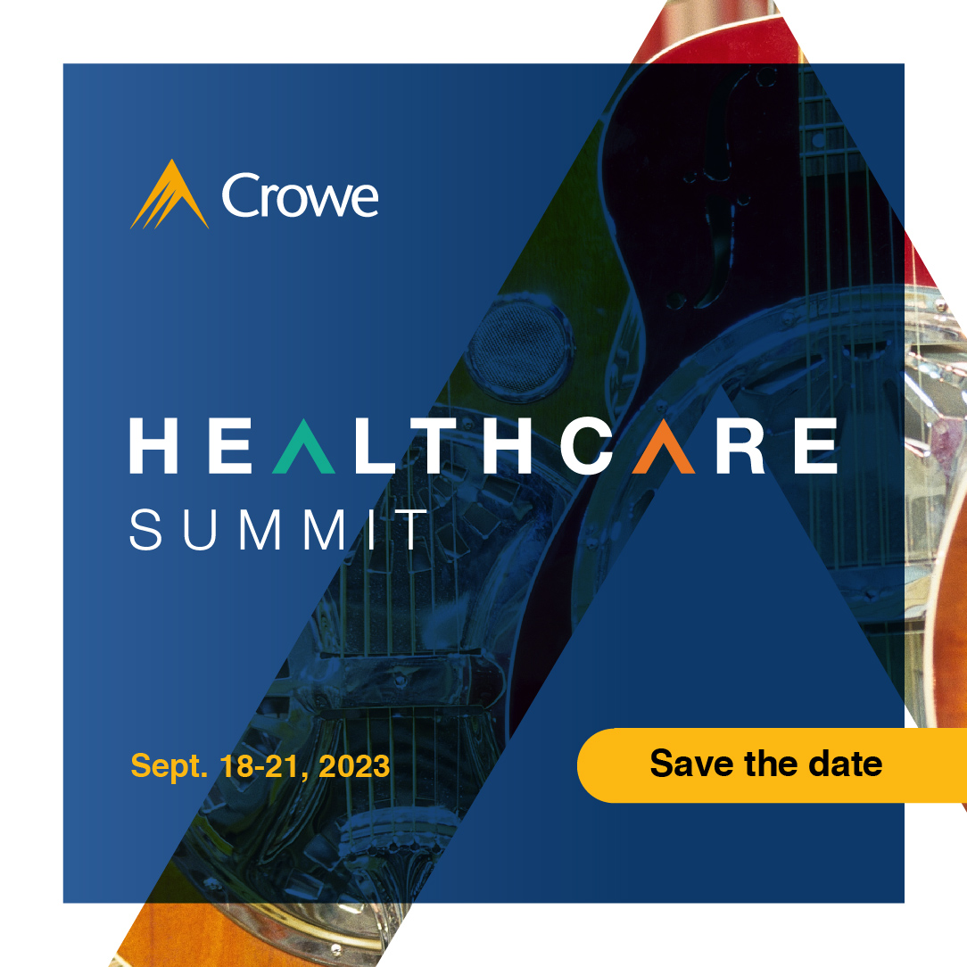 CroweUSA's tweet photo. Do healthcare finance complications strike a chord? ๐น Good news! Crowe Healthcare Summit is on its way to Music City. https://t.co/PpTDHgd93I #HCSummit https://t.co/fMuW7hTZ0o