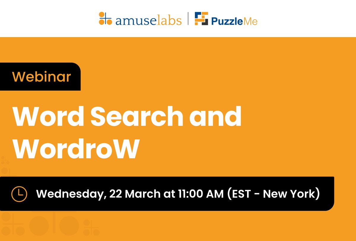 Join the PuzzleMe webinar at 11:00 EST on March 22nd. In this 45-min session, explore why you should consider having Word Searches and WordroWs in your Smart Games mix, see live examples and learn to create them too!
Reserve your place here. docs.google.com/forms/d/e/1FAI…