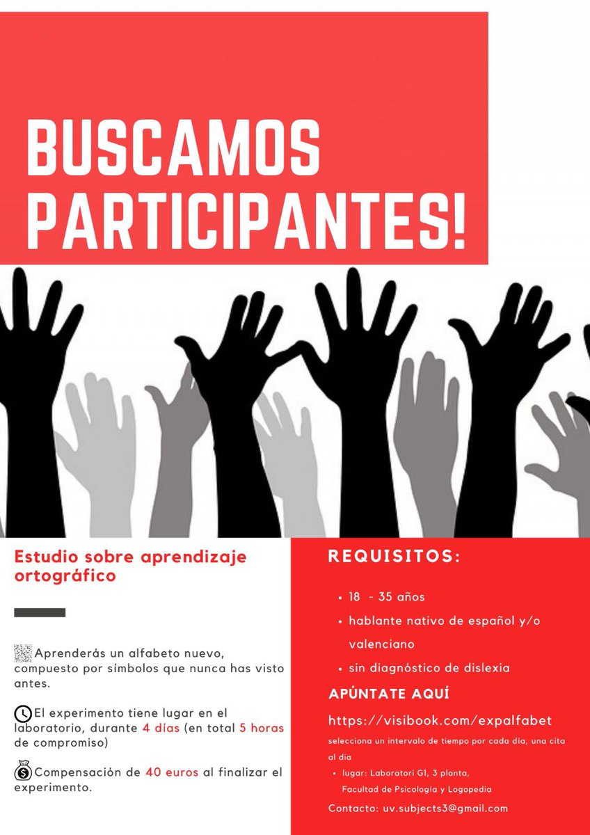 merferlo's tweet photo. Hola hola! Buscamos participantes para un experimento de aprendizaje de letras. Los necesitamos esta semana. Es muy fácil y se recompensa con 40 euros! Apúntate en https://t.co/YKpNC9cXM6  Se agradece difusión. https://t.co/yhIDJrlpph