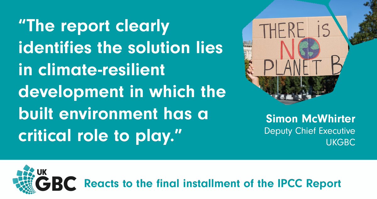🚨 Quite simply, we are walking when we should be sprinting.

As the voice of the built environment, UKGBC responds to today's <a href="/IPCC_CH/">IPCC</a> report.

Our industry can slash emissions &amp; build resilient cities, but we need political action to deliver at scale.

🖱️ukgbc.org/news/ipcc-repo…