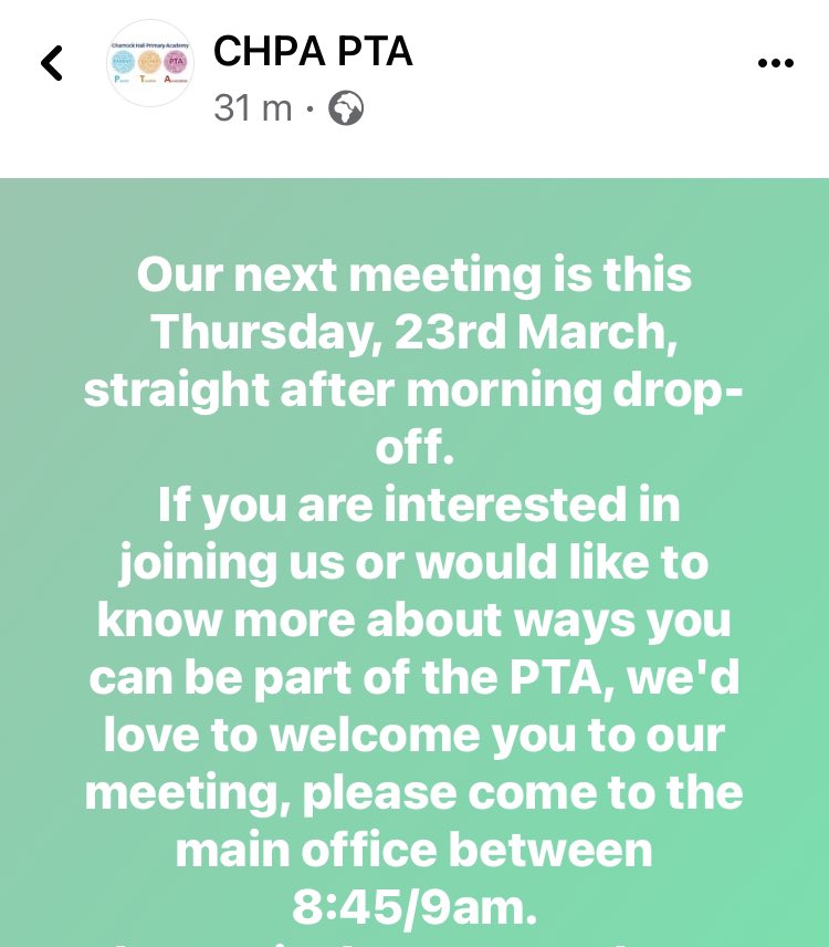 CHPA PTA (@chpa_pta) on Twitter photo Can’t make it but still want to help out, contact us on Facebook or via the email address in the <a href="/charnocklead/">Charnock Hall</a> Newsletter. #LoveCHPA Can’t make it but still want to help out, contact us on Facebook or via the email address in the <a href="/charnocklead/">Charnock Hall</a> Newsletter. #LoveCHPA