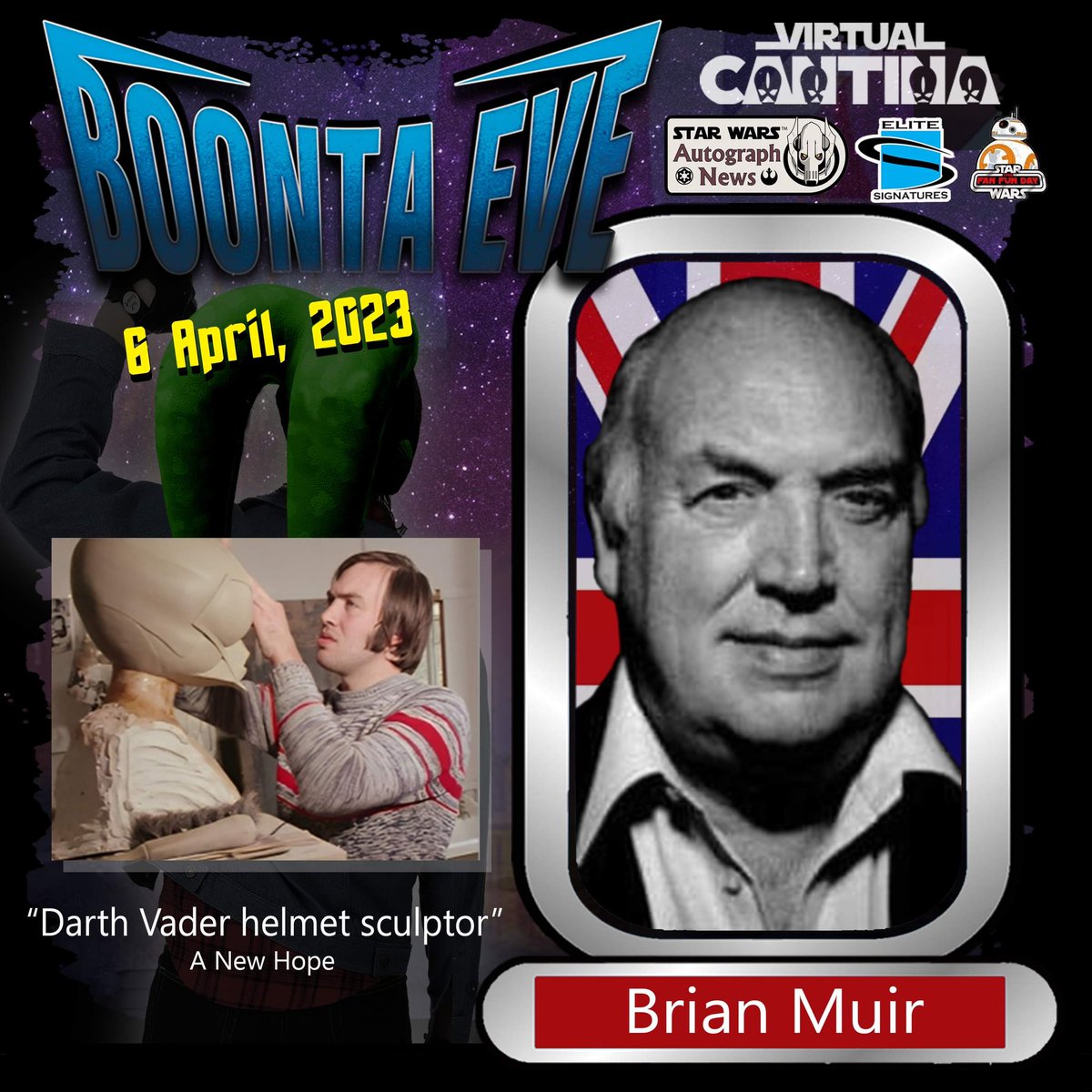 CantinaVirtual's tweet photo. This will be a day long remembered...two more guests for #BoontaEve4!
#BrianMuir & #SpencerWilding will be signing for us at @TheBrekkyClub!
#starwars #starwarsautographs #starwarscelebration #boontaeve #virtualcantina #alderaanidol #SWCE #SWCE2023 https://t.co/PlXZzJxsIi