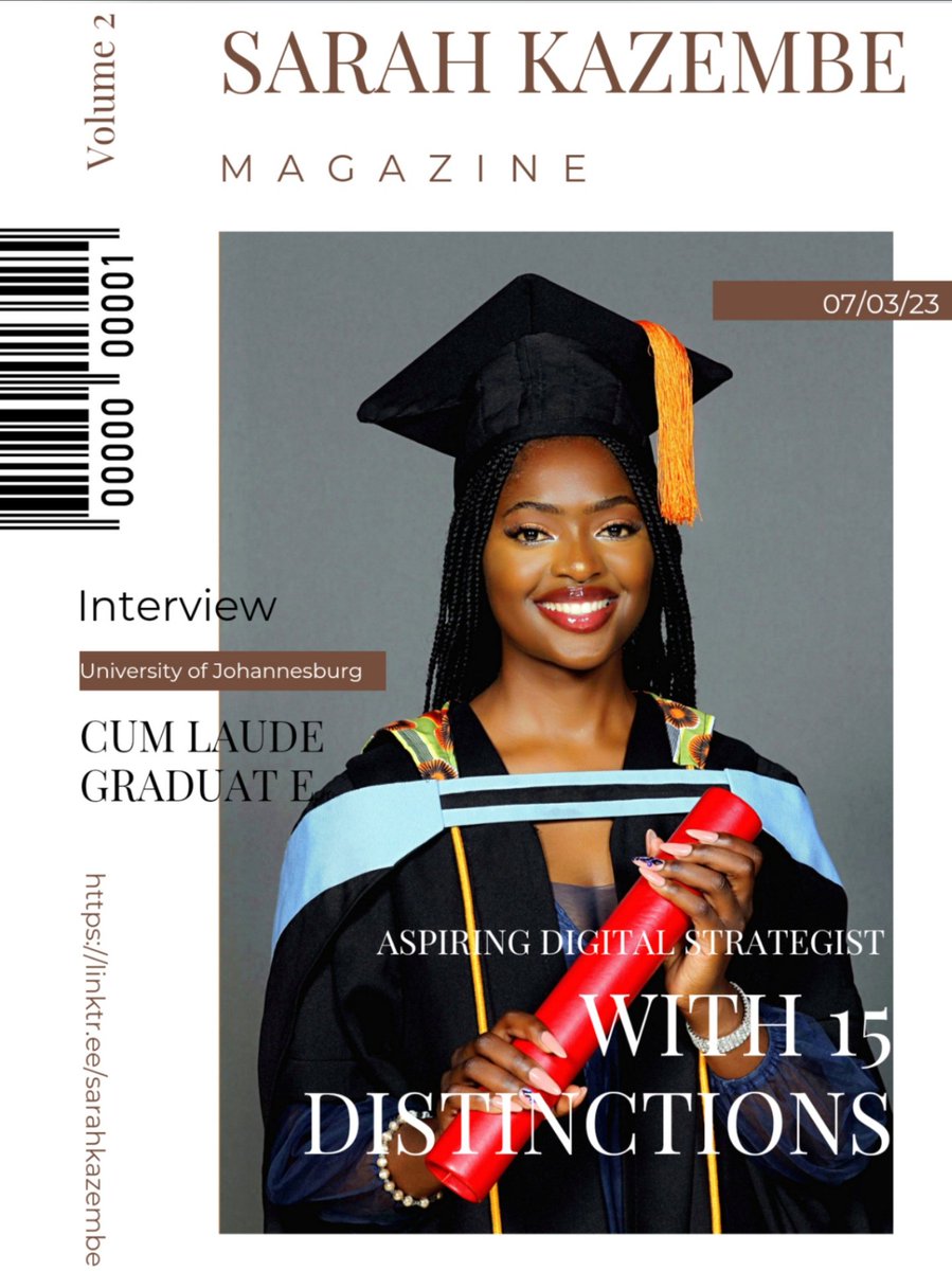 SarahKazembe's tweet photo. Philippians 4: 11-13 🎓❤️✨
I, Sarah Kazembe are a @go2uj Cum Laude graduate in BA Strategic Communication who has obtained the following in my 3 years of being at UJ:

78% overall average |Cum Laude| 15 Distinctions |New Generation Awards finalist| 2x Deanslist |1x Ujenius https://t.co/0nXFCQ7nWB