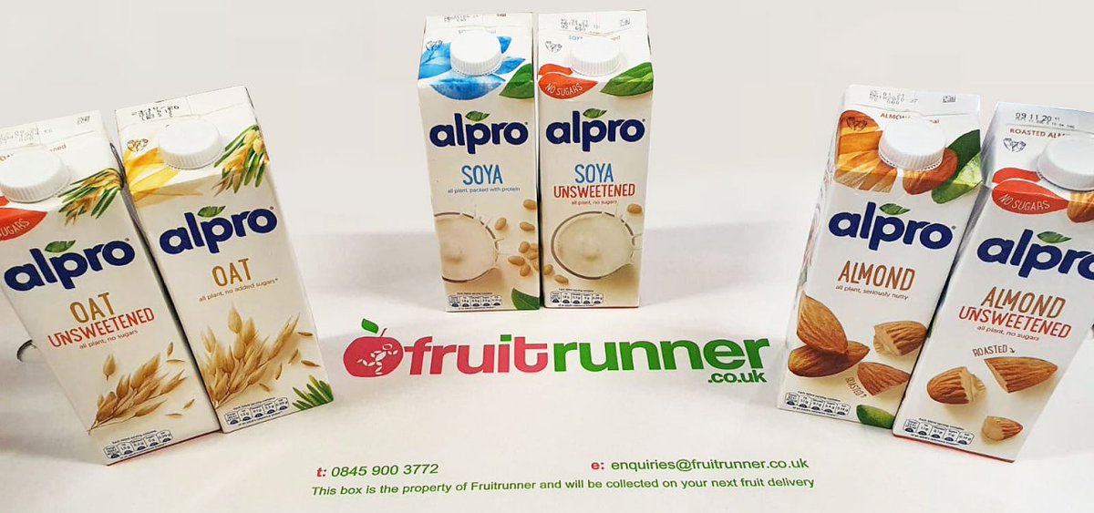 fruitrunner's tweet image. Did you know we offer a range of Alpro Milks, Almond, Oat and Soya.

fruitrunner.co.uk/buy-fruit/