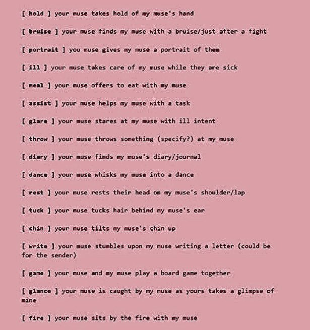 ﹟        𝓅͟rompt     starter 

        comment.⠀    which   one   you'd  like   from  my   muse    𝗈͟𝗋    add   ‘  reverse  ’    to   switch    roles  .