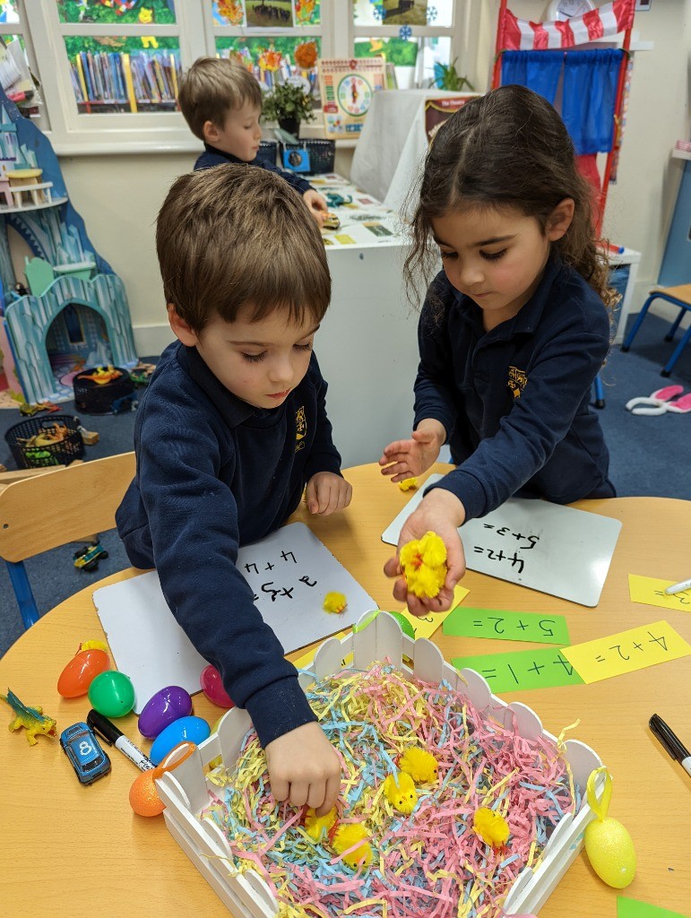 HandcrossPark's tweet photo. Today at School...Reception have been learning how to add two numbers together using Easter chicks and eggs. #TalesofHXP #HXPReception #HXPSecretgarden https://t.co/VSFTLcGk9g