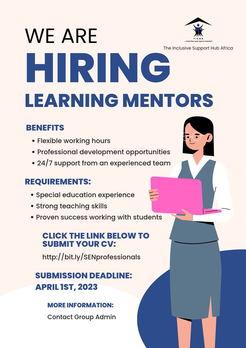 tisha_nig's tweet photo. A reputable school is recruiting for special educators.

Start date: April, 2023
Location: Abuja
Salary: N90,000

Click https://t.co/3gMMtsrfN6 to submit your resume. https://t.co/wjQi0AlmYZ