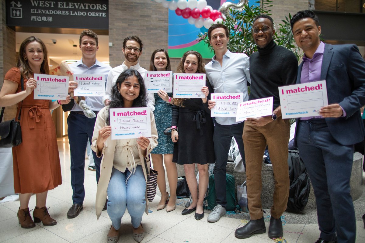 IcahnMountSinai's tweet photo. This past Friday, our graduating MD class participated in one of the most exciting days for any medical student: Match Day. We are so proud of our amazing students who got matched to their dream residencies! #MatchDay2023 #ISMMSMatch https://t.co/68VupYeWDt