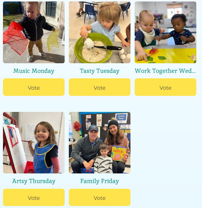 MHSSummerlin's tweet image. 🎉 It's almost time for #WOYC23 🎉
What's got your little one bouncing with excitement?

👶 Get your little ones involved and help them choose their favorite celebration day! 🎉 Cast your vote here: woobox.com/gyz5pq

#EngageYourKids #WeekOfTheYoungChild #WOYC