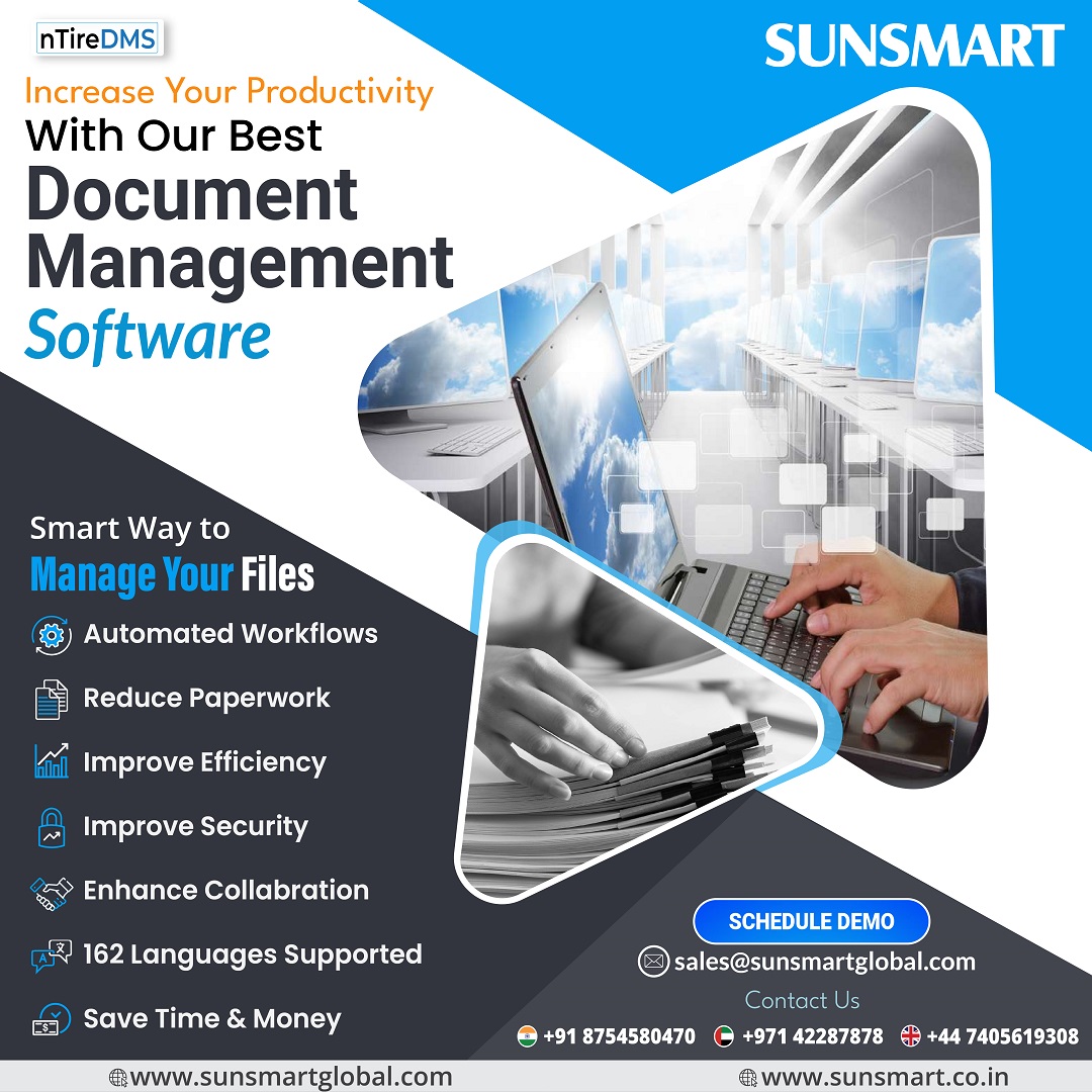 SunsmartT's tweet image. nTireDMS helps to organize and store large amounts of data in an efficient and secure manner. so that it can be accessed and used quickly and easily.
Learn More...
sunsmartglobal.com/document-manag…
#dmssoftware #dmssystem #documentmanagementsoftware #softwaresales #documentcontrol