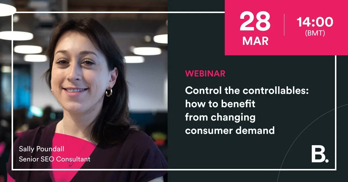 Builtvisible's tweet image. Upcoming webinar!  How to benefit from changing consumer demand | Next Tuesday, 28th March 2pm GMT | Sign up now! 
Sally will share her insights to help you maximise your revenue from organic search no matter the circumstances.
buff.ly/3FD9yvH