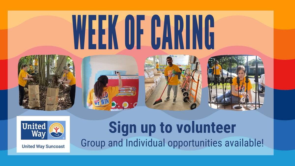 Join us as we celebrate our 31st annual #WeekOfCaring! Registration for all volunteer opportunities is now open: volunteersuncoast.org/weekofcaring-v… #UnitedWay #UnitedWaySuncoast #UWS #nonprofit #Volunteers